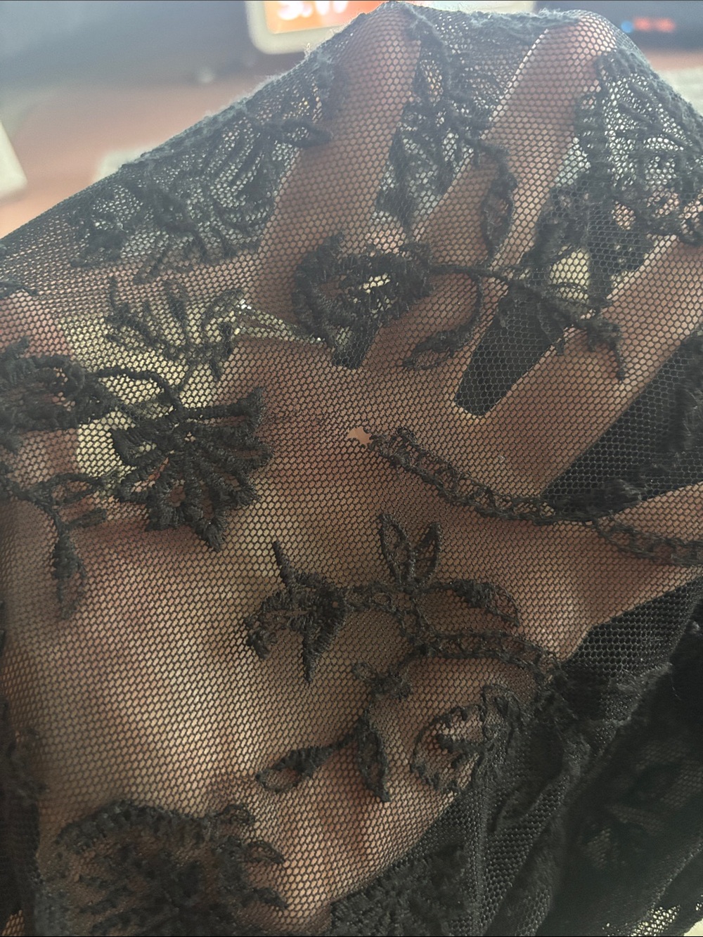 Johnny Was Black Sheer Lace Floral Mock Neck Top - Picture 6 of 6